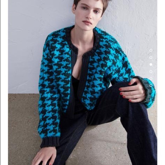Zara Houndstooth Knit Cardigan - Picture 1 of 9